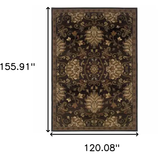Brown Beige Blue And Red Oriental Power Loom Stain Resistant Area Rug Photo 3