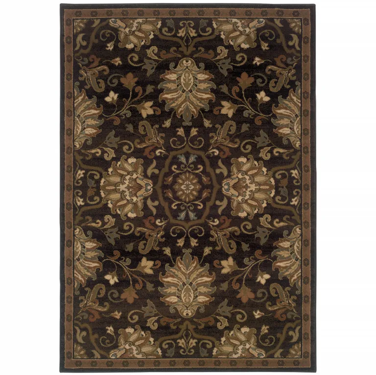 Brown Beige Blue And Red Oriental Power Loom Stain Resistant Area Rug Photo 2