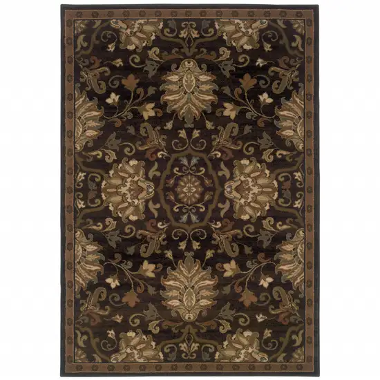 Brown Beige Blue And Red Oriental Power Loom Stain Resistant Area Rug Photo 2