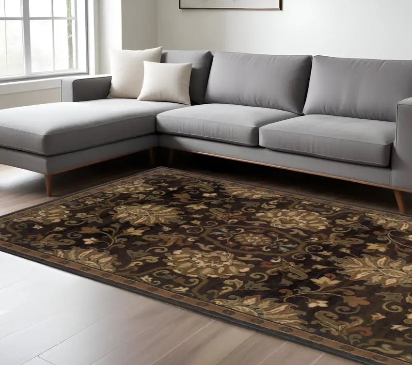Brown And Beige Oriental Area Rug Photo 1
