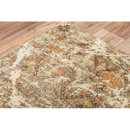 Brown Beige Ivory And Green New Zealand Lambs Wool Abstract Hand Carved Handmade Area Rug Photo 4