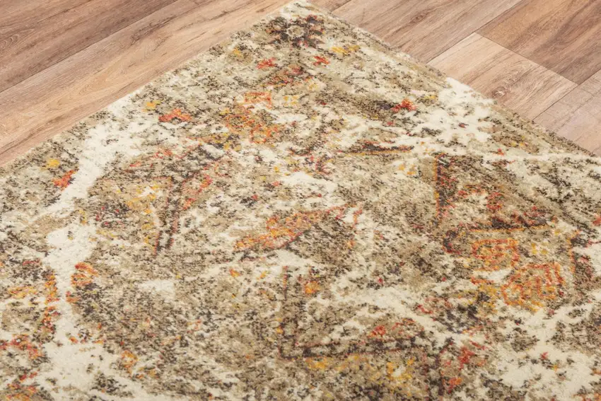 Brown Beige Ivory And Green New Zealand Lambs Wool Abstract Hand Carved Handmade Area Rug Photo 4