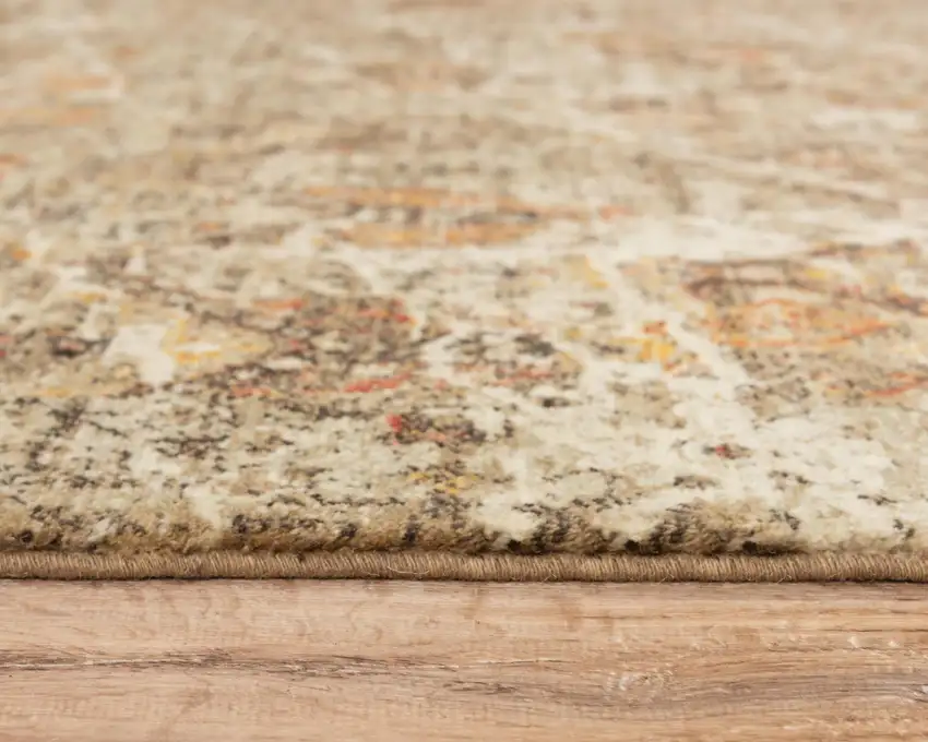 Brown Beige Ivory And Green New Zealand Lambs Wool Abstract Hand Carved Handmade Area Rug Photo 5
