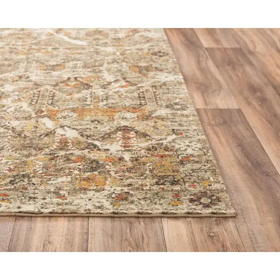 Brown Beige Ivory And Green New Zealand Lambs Wool Abstract Hand Carved Handmade Area Rug Photo 1
