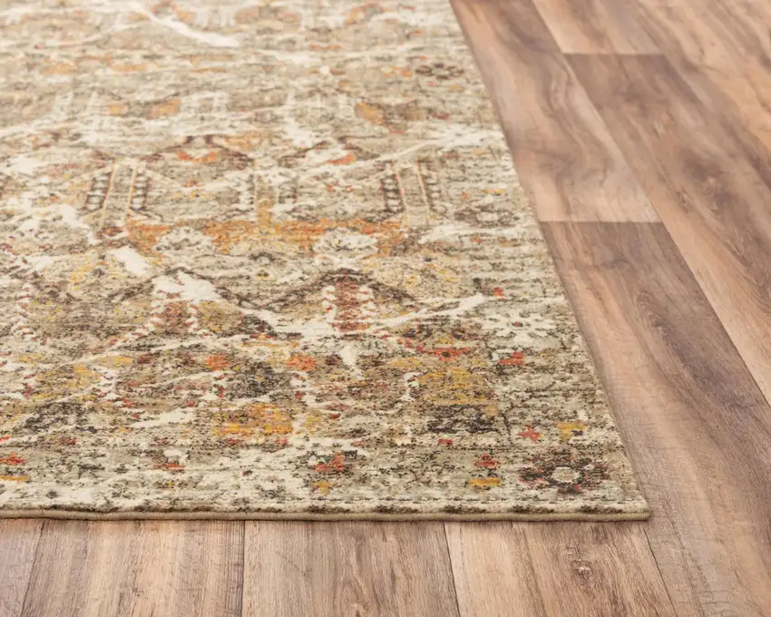 Brown Beige Ivory And Green New Zealand Lambs Wool Abstract Hand Carved Handmade Area Rug Photo 1