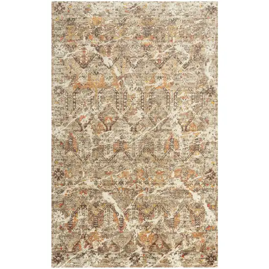 Brown Beige Ivory And Green New Zealand Lambs Wool Abstract Hand Carved Handmade Area Rug Photo 2