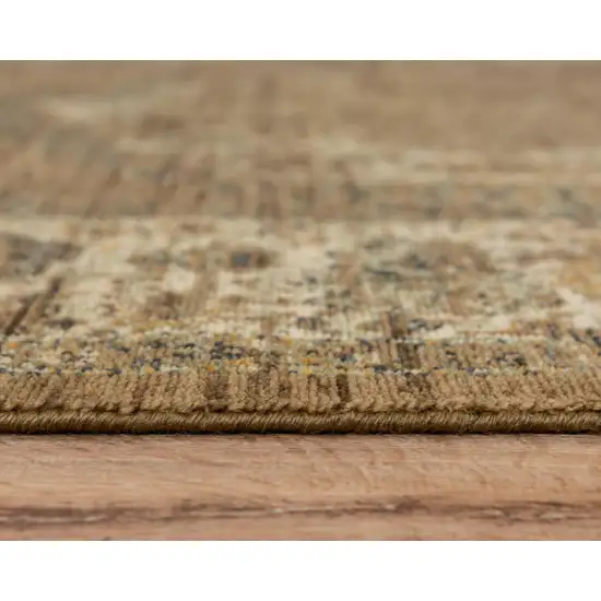 Brown Beige Ivory And Green Wool Oriental Hand Carved Handmade Area Rug Photo 5