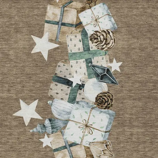 Brown Beige Ivory And Taupe Presents Washable Indoor Outdoor Area Rug Photo 9