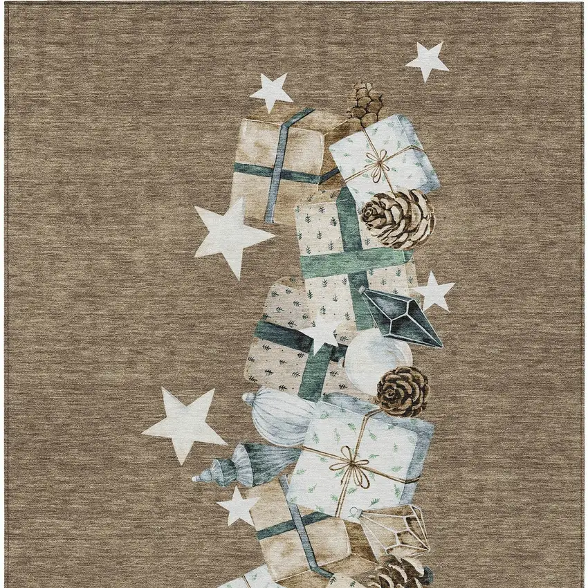 Brown Beige Ivory And Taupe Presents Washable Indoor Outdoor Area Rug Photo 6