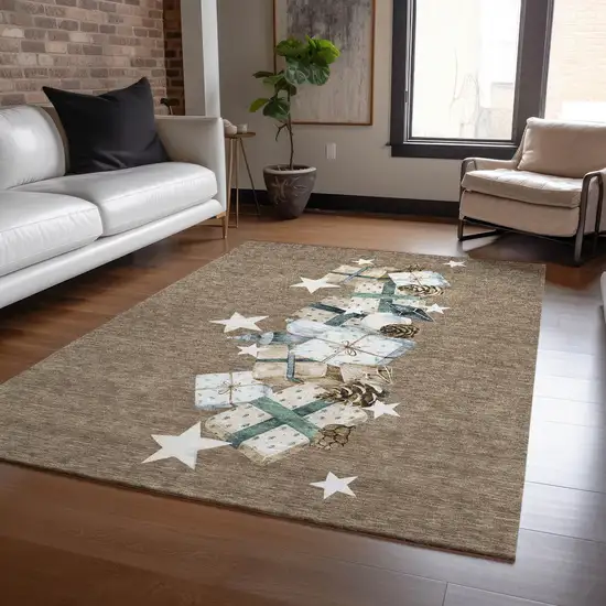 Brown Beige Ivory And Taupe Presents Washable Indoor Outdoor Area Rug Photo 7