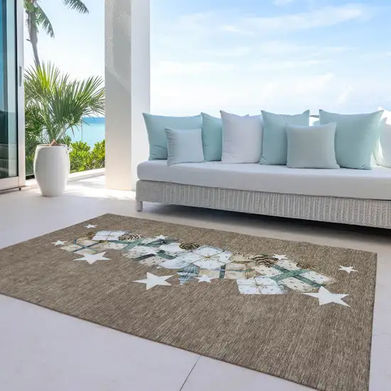 Brown Beige Ivory And Taupe Presents Washable Indoor Outdoor Area Rug Photo 6