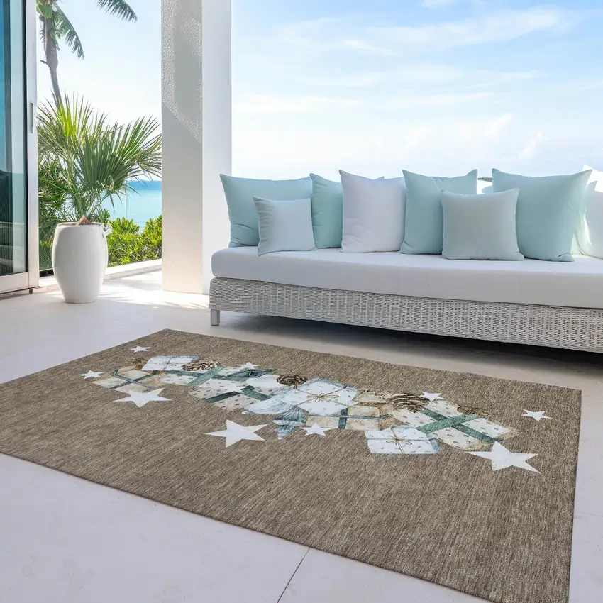 Brown Beige Ivory And Taupe Presents Washable Indoor Outdoor Area Rug Photo 6
