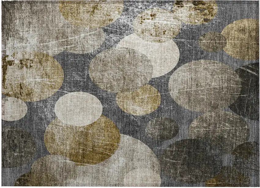 Brown Beige and Ivory Abstract Washable Non Skid Indoor Outdoor Area Rug Photo 2