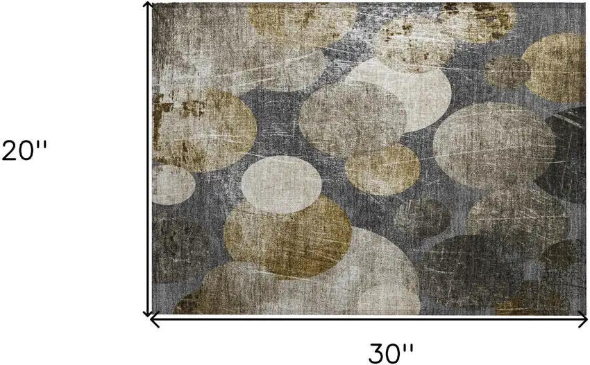 Brown Beige and Ivory Abstract Washable Non Skid Indoor Outdoor Area Rug Photo 3