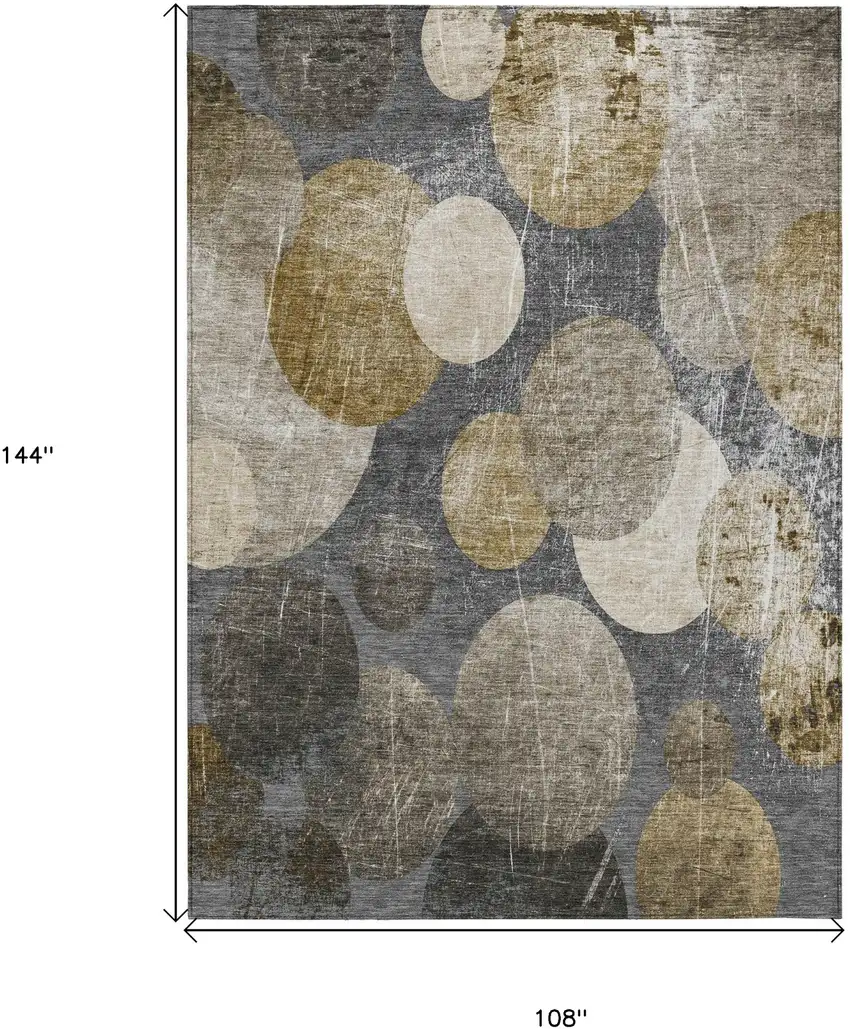 Brown Beige and Ivory Abstract Washable Non Skid Indoor Outdoor Area Rug Photo 3