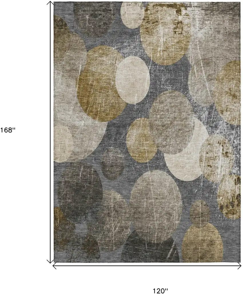 Brown Beige and Ivory Abstract Washable Non Skid Indoor Outdoor Area Rug Photo 3