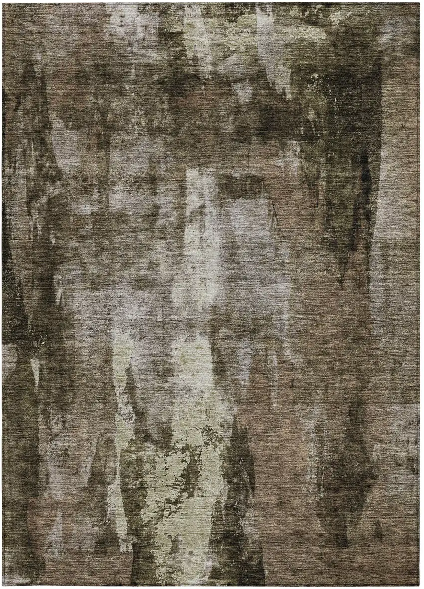 Brown Black And Beige Abstract Washable Indoor Outdoor Area Rug Photo 5