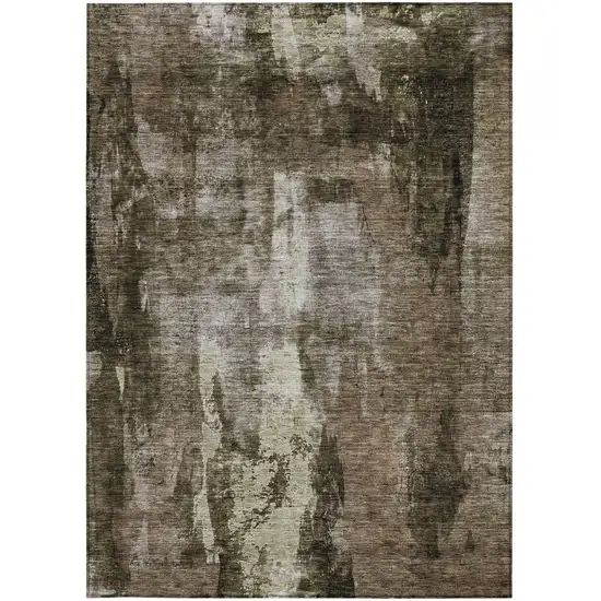 Brown Black And Beige Abstract Washable Indoor Outdoor Area Rug Photo 6