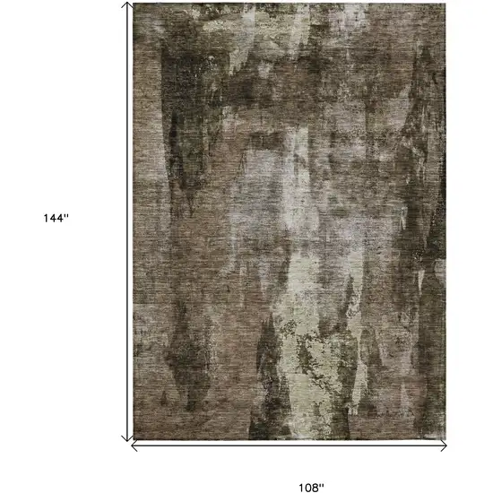 Brown Black And Beige Abstract Washable Indoor Outdoor Area Rug Photo 7