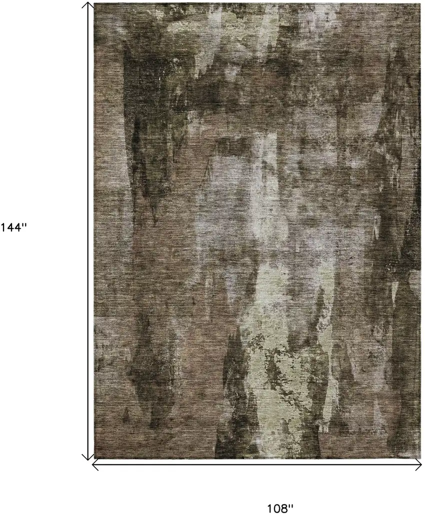 Brown Black And Beige Abstract Washable Indoor Outdoor Area Rug Photo 7