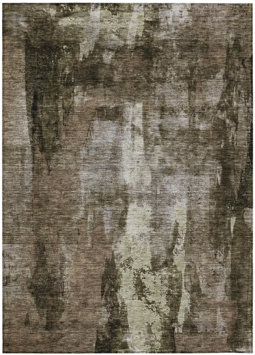 Brown Black And Beige Abstract Washable Indoor Outdoor Area Rug Photo 2