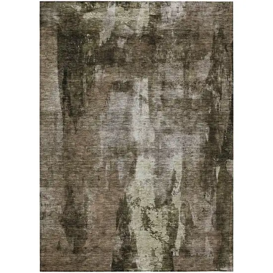 Brown Black And Beige Abstract Washable Indoor Outdoor Area Rug Photo 2