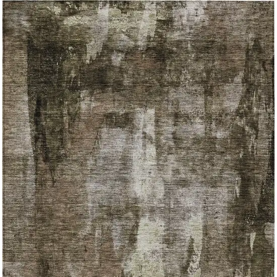 Brown Black And Beige Abstract Washable Indoor Outdoor Area Rug Photo 6