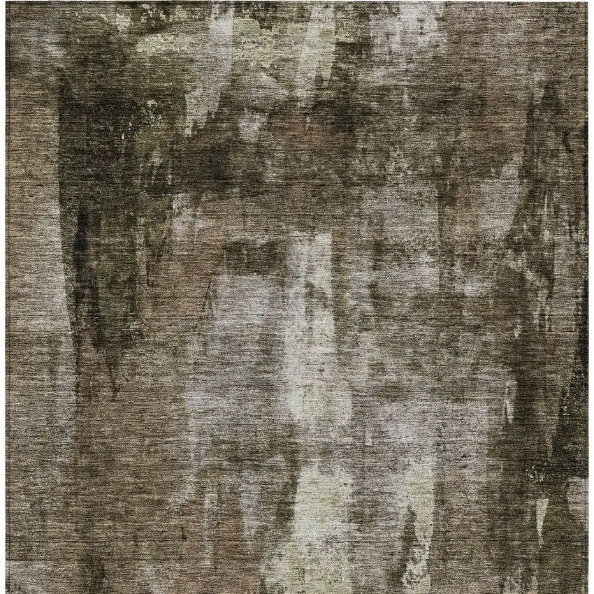 Brown Black And Beige Abstract Washable Indoor Outdoor Area Rug Photo 6