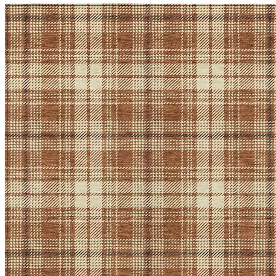 Brown Black And Beige Plaid Washable Indoor Outdoor Area Rug Photo 6