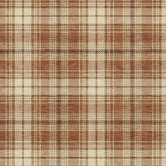Brown Black And Beige Plaid Washable Indoor Outdoor Area Rug Photo 6