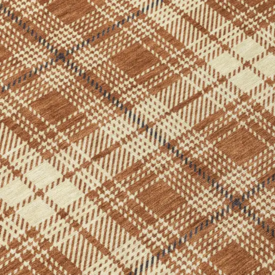 Brown Black And Beige Plaid Washable Indoor Outdoor Area Rug Photo 5