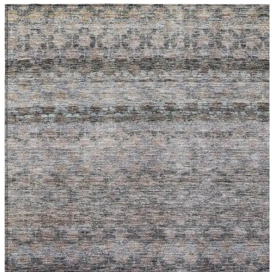 Brown Black And Brick Red Striped Washable Indoor Outdoor Area Rug Photo 6