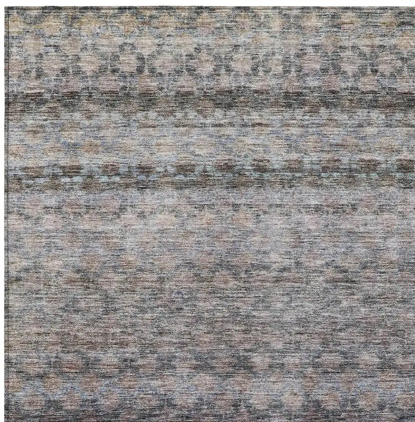 Brown Black And Brick Red Striped Washable Indoor Outdoor Area Rug Photo 6