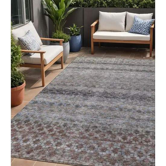 Brown Black And Brick Red Striped Washable Indoor Outdoor Area Rug Photo 1