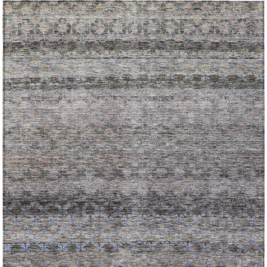 Brown Black And Brick Red Striped Washable Indoor Outdoor Area Rug Photo 6