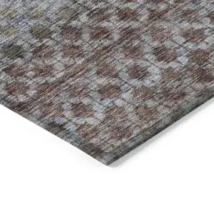 Photo of Brown Black And Brick Red Striped Washable Indoor Outdoor Area Rug