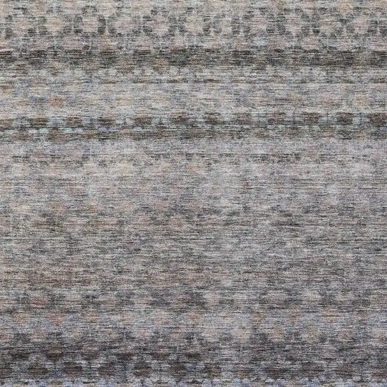Brown Black And Brick Red Striped Washable Indoor Outdoor Area Rug Photo 6
