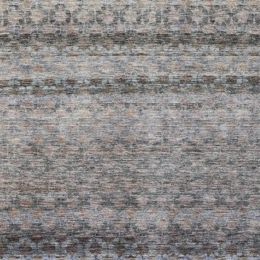 Brown Black And Brick Red Striped Washable Indoor Outdoor Area Rug Photo 6