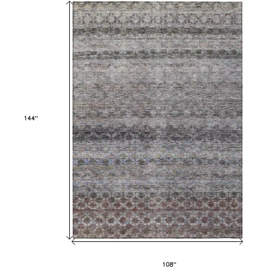 Brown Black And Brick Red Striped Washable Indoor Outdoor Area Rug Photo 3