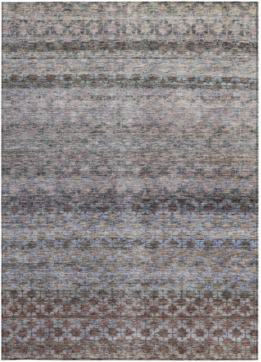 Brown Black And Brick Red Striped Washable Indoor Outdoor Area Rug Photo 7