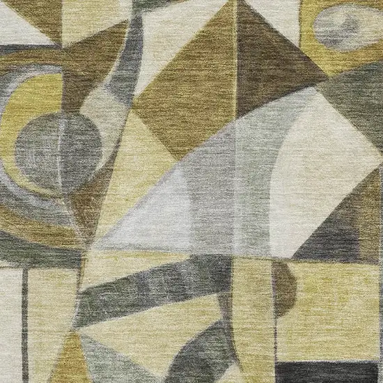 Brown Black And Gray Abstract Washable Area Rug With UV Protection Photo 2