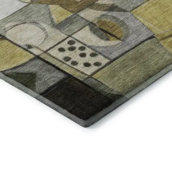 Brown Black And Gray Abstract Washable Area Rug With UV Protection Photo 7