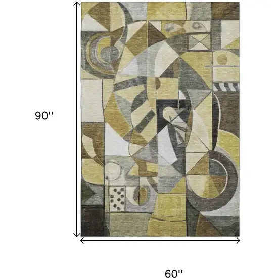 Brown Black And Gray Abstract Washable Area Rug With UV Protection Photo 9