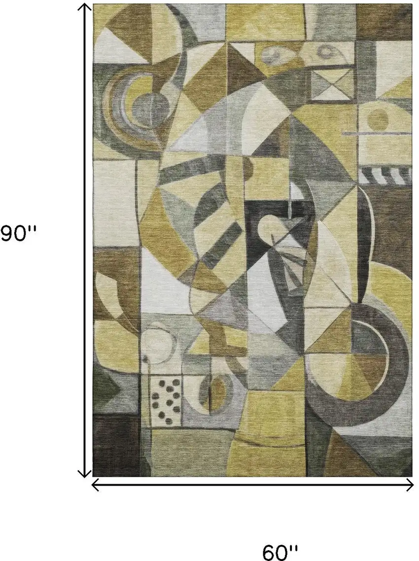 Brown Black And Gray Abstract Washable Area Rug With UV Protection Photo 9
