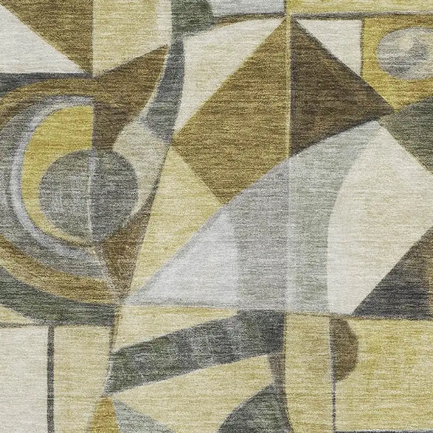 Brown Black And Gray Abstract Washable Area Rug With UV Protection Photo 2