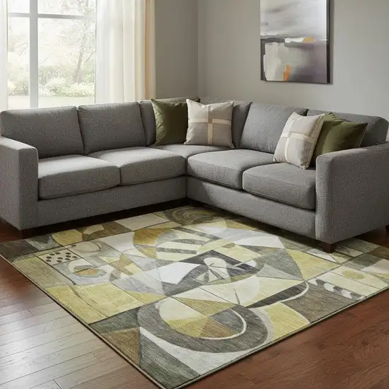 Brown Black And Gray Abstract Washable Area Rug With UV Protection Photo 2