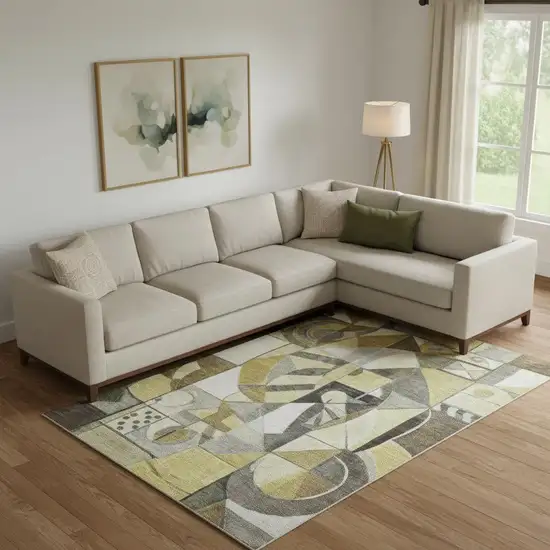 Brown Black And Gray Abstract Washable Area Rug With UV Protection Photo 2