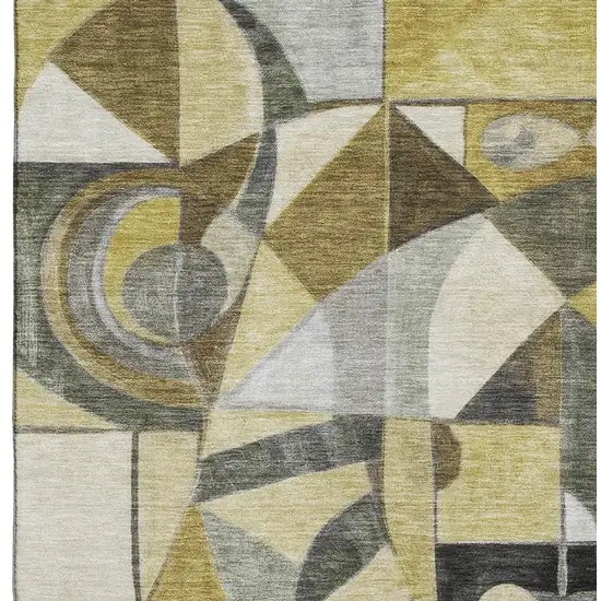 Brown Black And Gray Abstract Washable Area Rug With UV Protection Photo 2