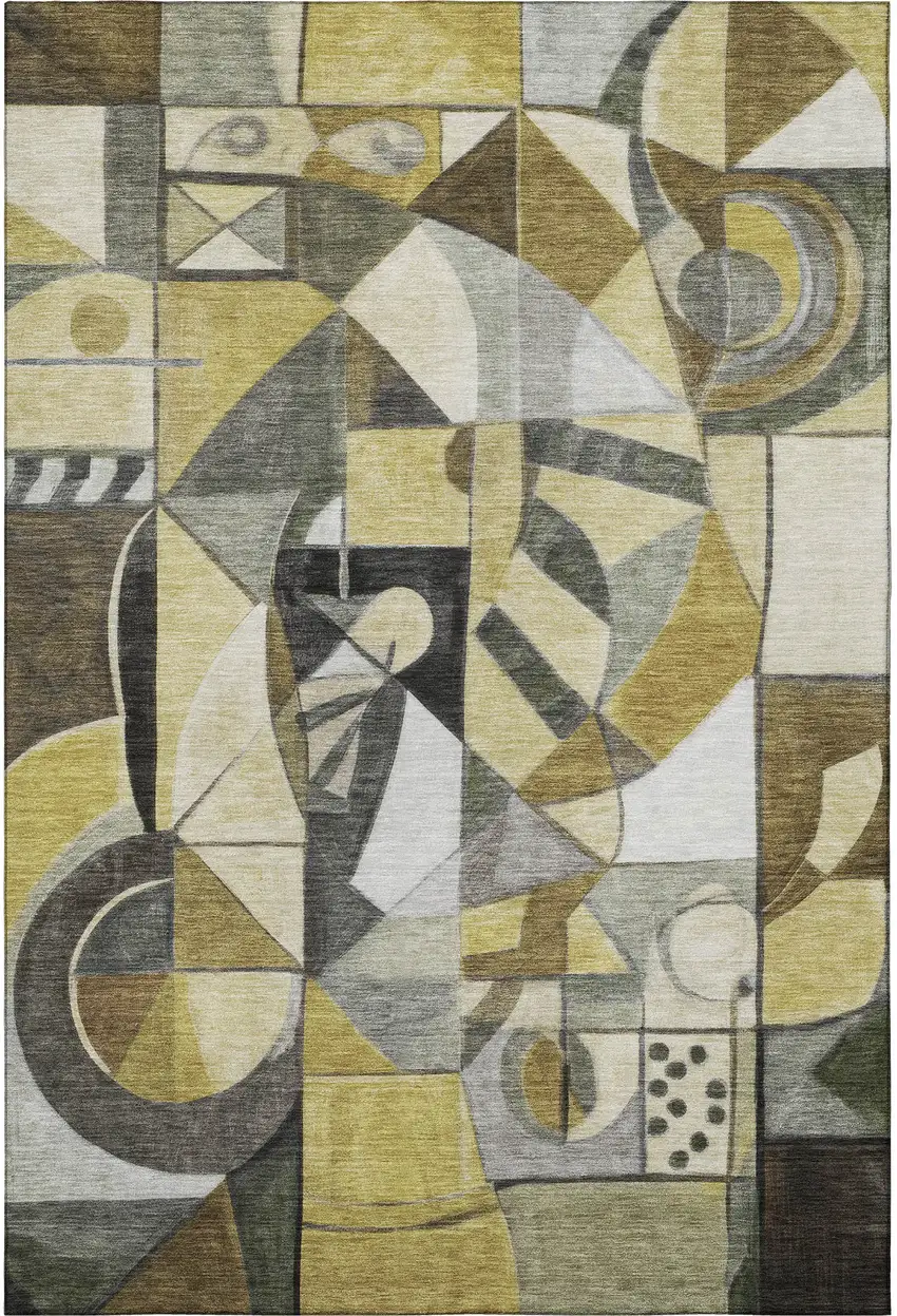 Brown Black And Gray Abstract Washable Area Rug With UV Protection Photo 3