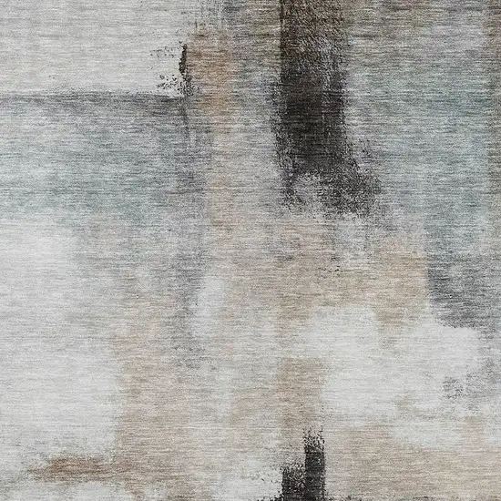 Brown Black And Gray Abstract Washable Indoor Outdoor Area Rug Photo 5